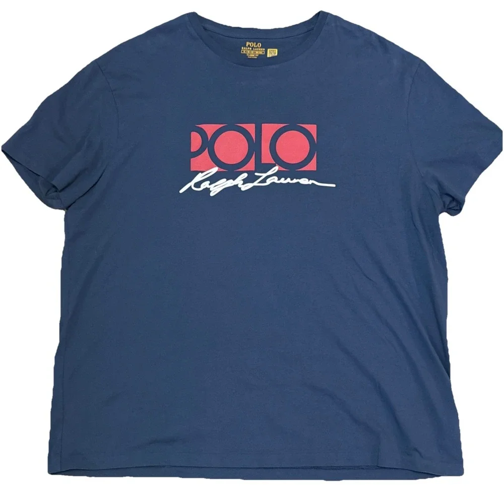Polo Ralph Lauren Men's Box Logo T Shirt XL‎ Blue EUC